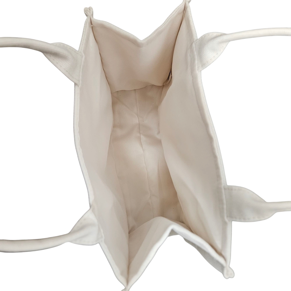 Laura Mercier Cream Canvas Tote Structured Design - Picture 5 of 6